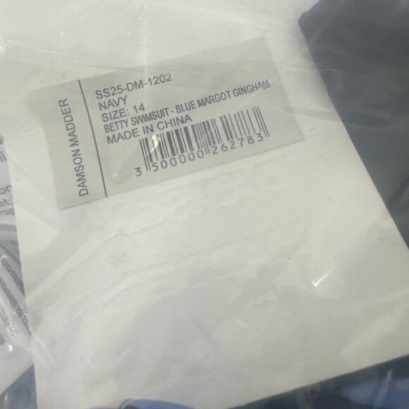 Damson Madder Navy Blue Margot Gingham Betty Swimsuit Size 14 - Picture 3 of 10